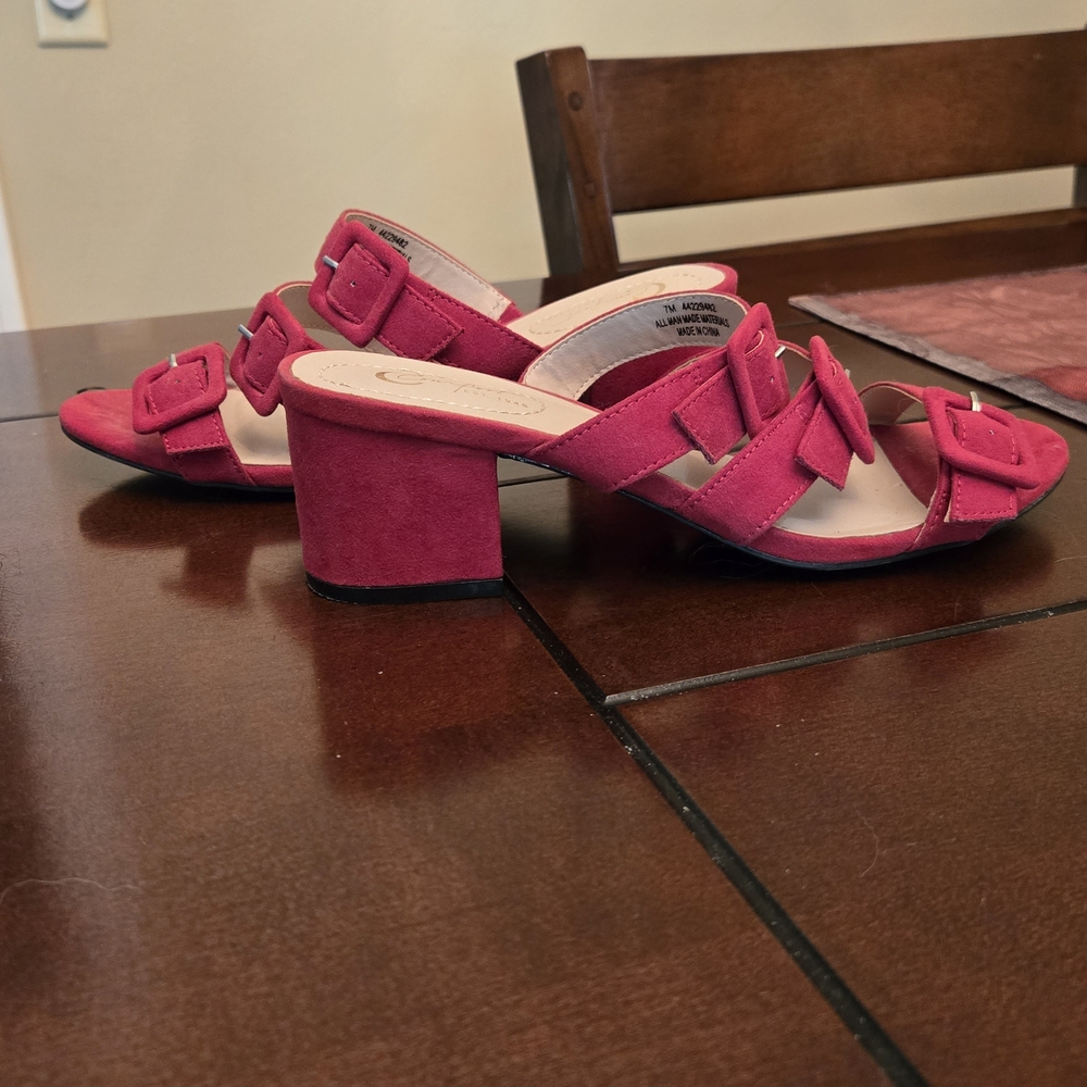 Elegant Red Block Heel Sandals